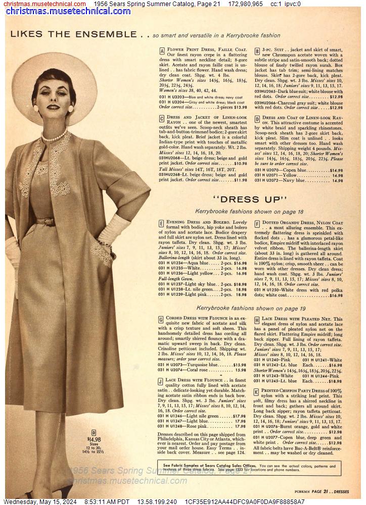1956 Sears Spring Summer Catalog, Page 21