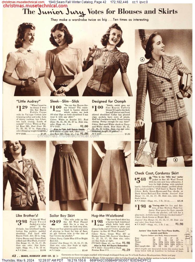 1940 Sears Fall Winter Catalog, Page 42