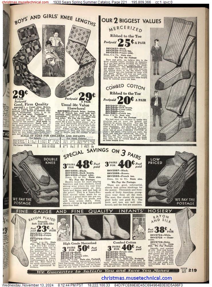 1930 Sears Spring Summer Catalog, Page 221