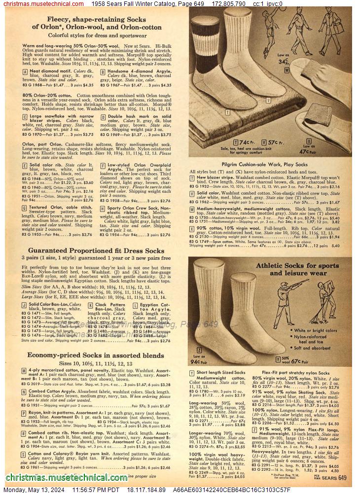 1958 Sears Fall Winter Catalog, Page 649