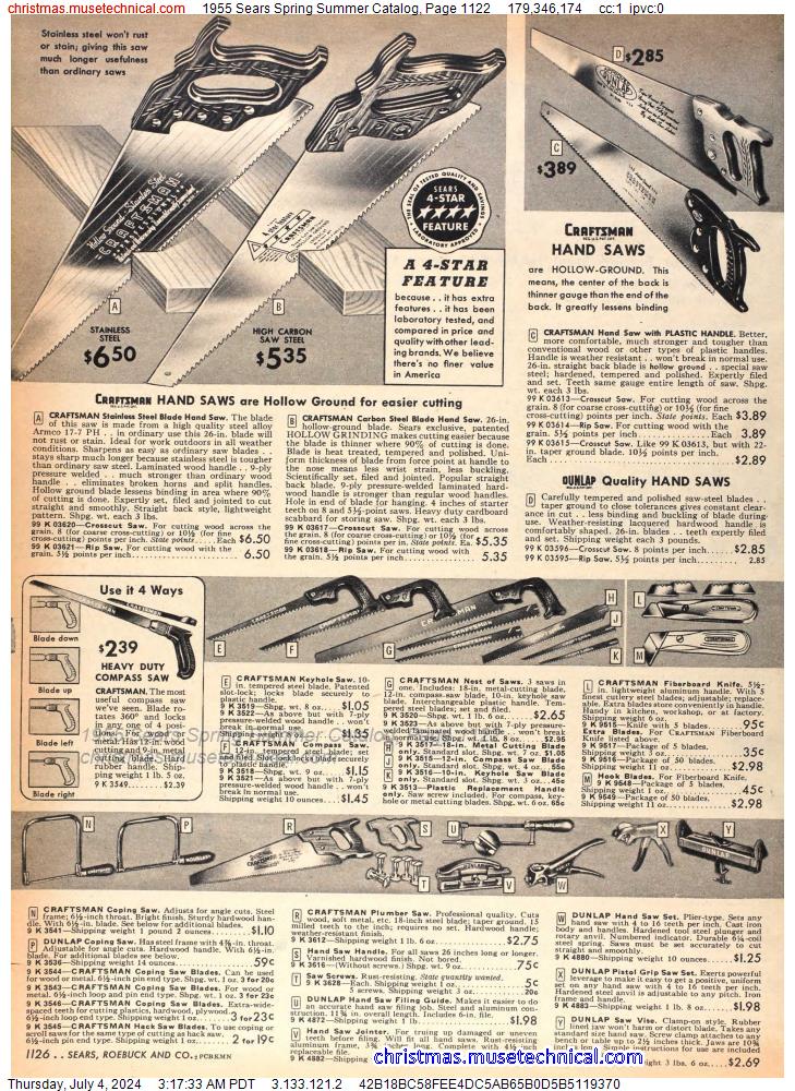 1955 Sears Spring Summer Catalog, Page 1122