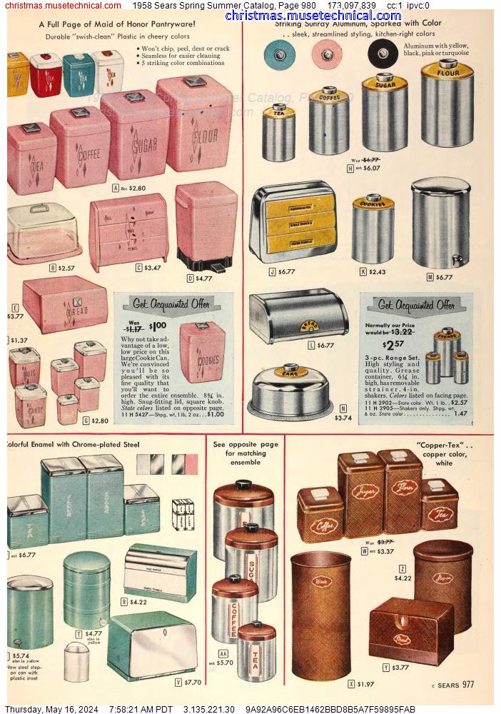 1958 Sears Spring Summer Catalog, Page 980