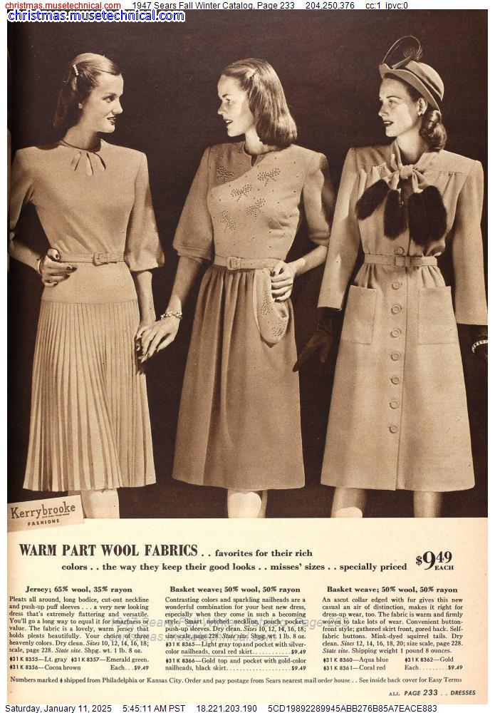 1947 Sears Fall Winter Catalog, Page 233