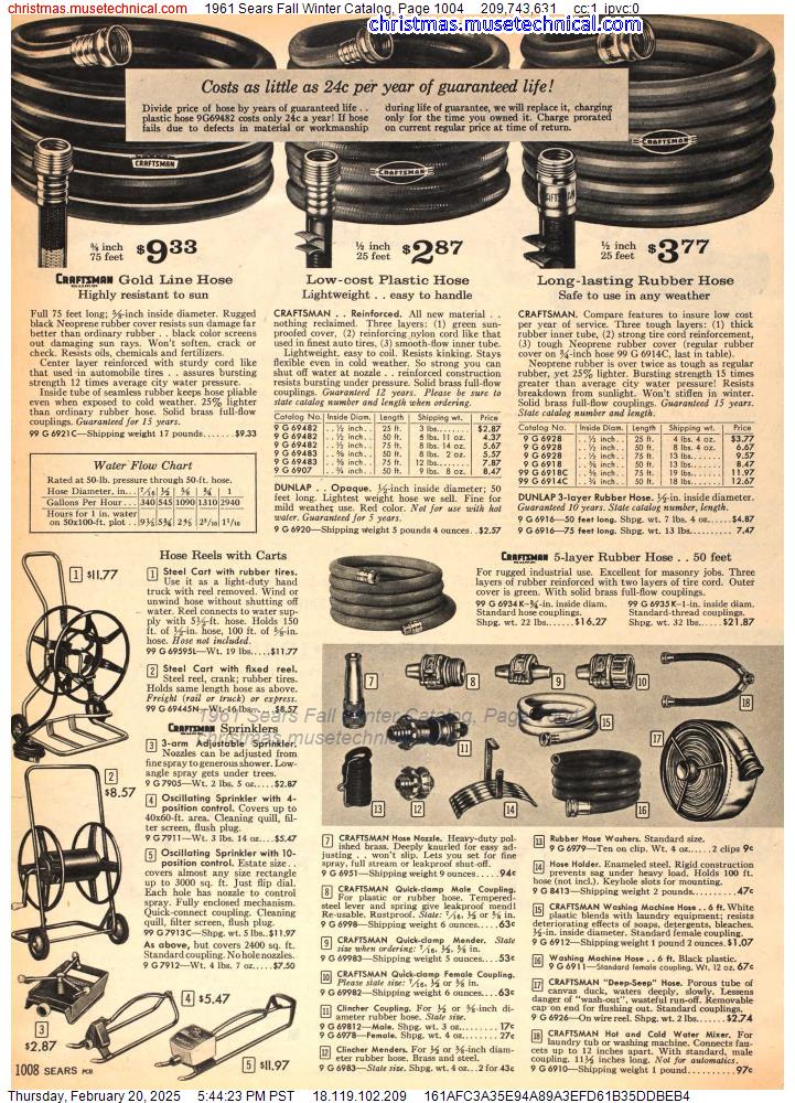 1961 Sears Fall Winter Catalog, Page 1004