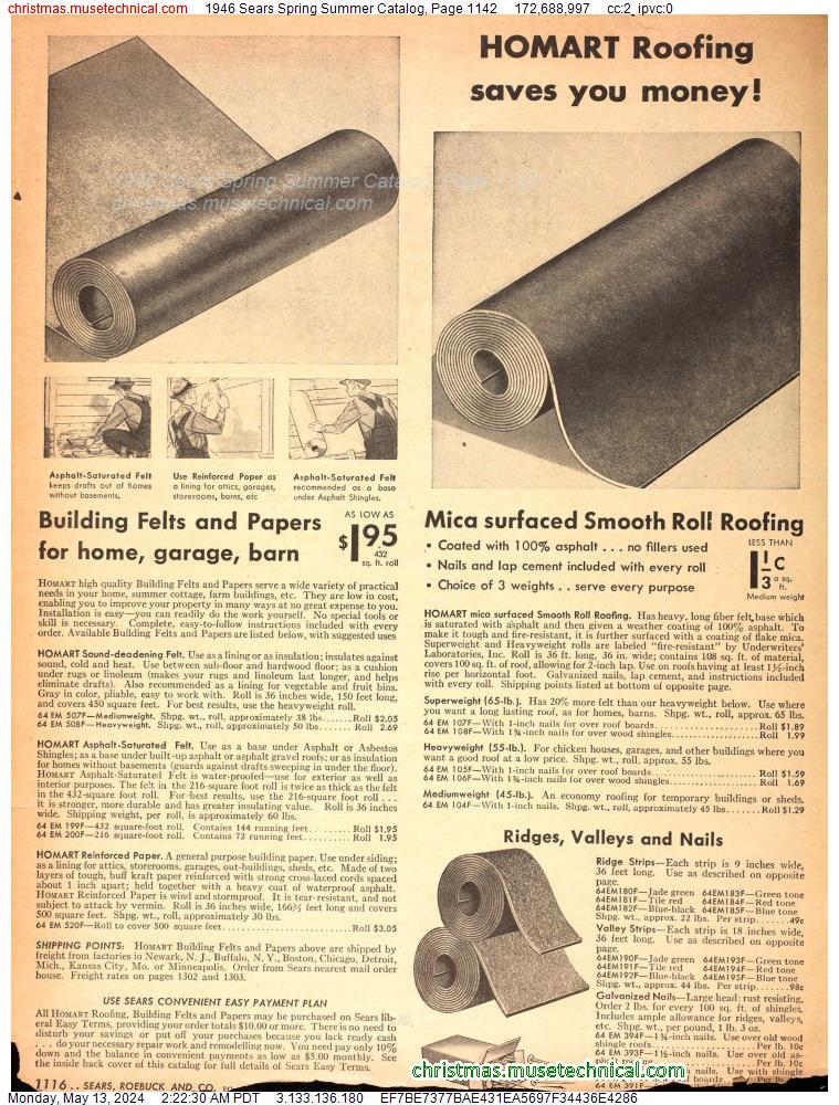 1946 Sears Spring Summer Catalog, Page 1142