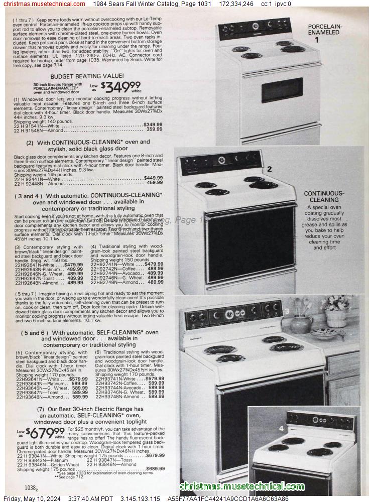1984 Sears Fall Winter Catalog, Page 1031