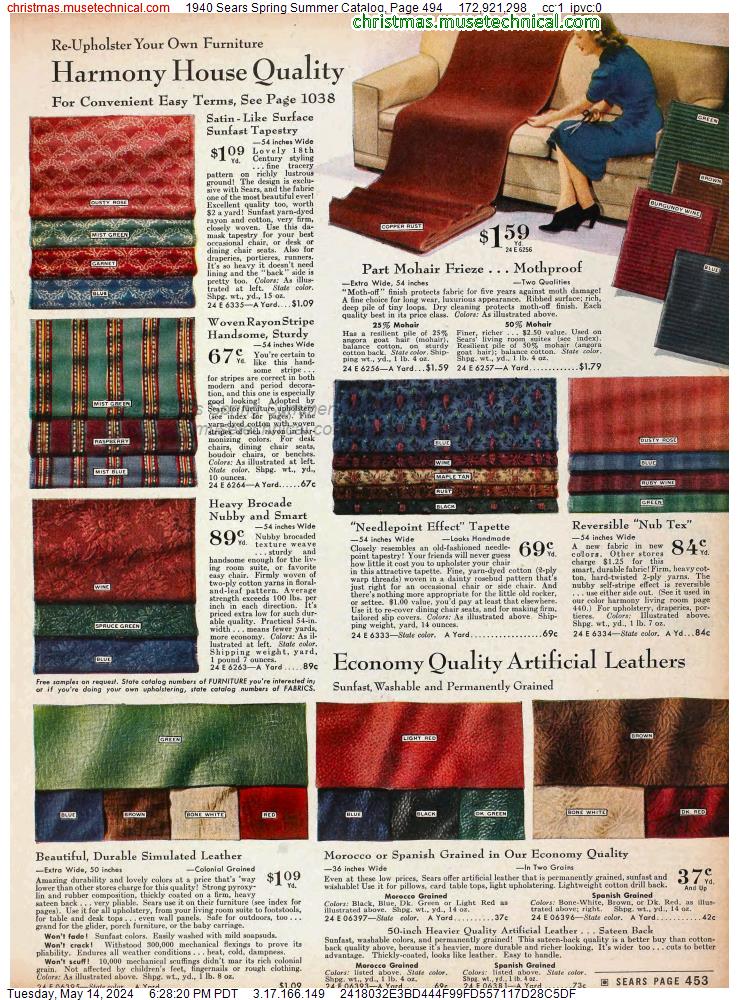 1940 Sears Spring Summer Catalog, Page 494