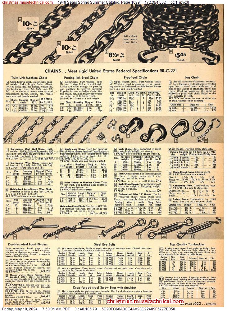 1949 Sears Spring Summer Catalog, Page 1039