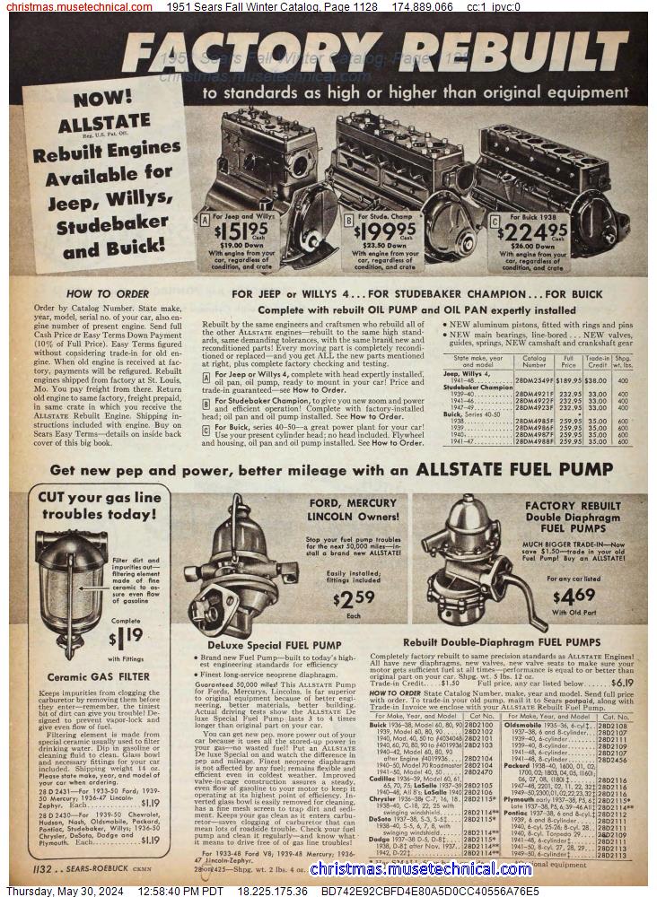1951 Sears Fall Winter Catalog, Page 1128