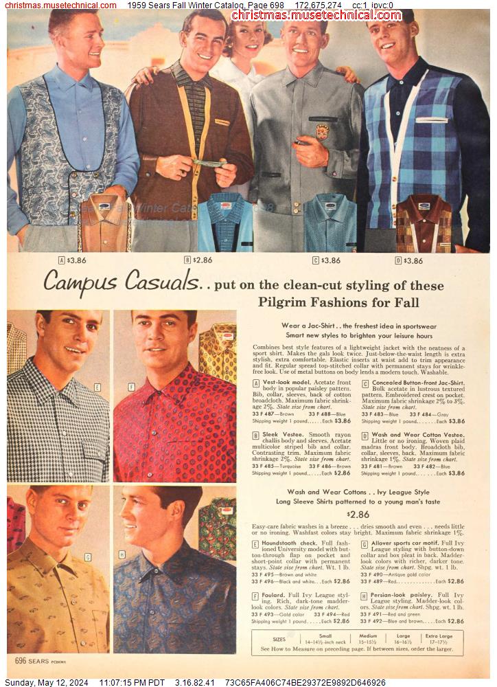 1959 Sears Fall Winter Catalog, Page 698