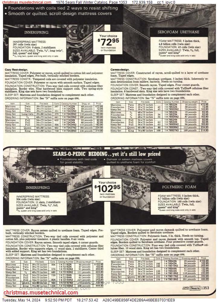 1976 Sears Fall Winter Catalog, Page 1353