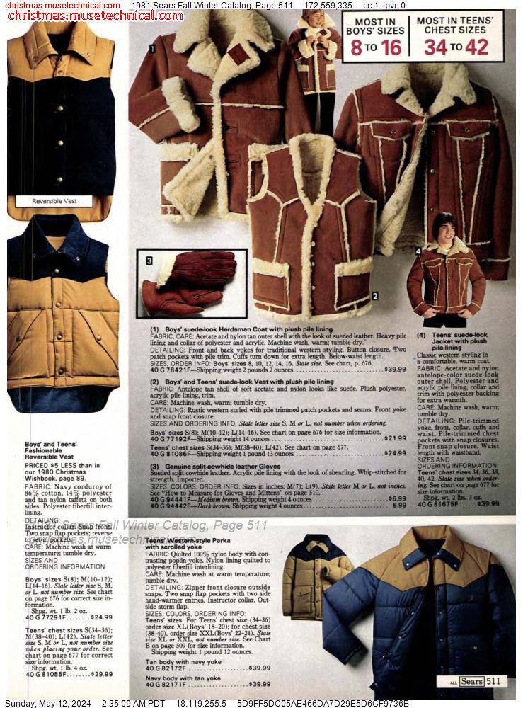 1981 Sears Fall Winter Catalog, Page 511