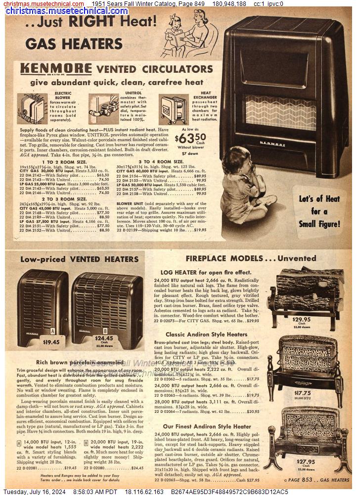 1951 Sears Fall Winter Catalog, Page 849