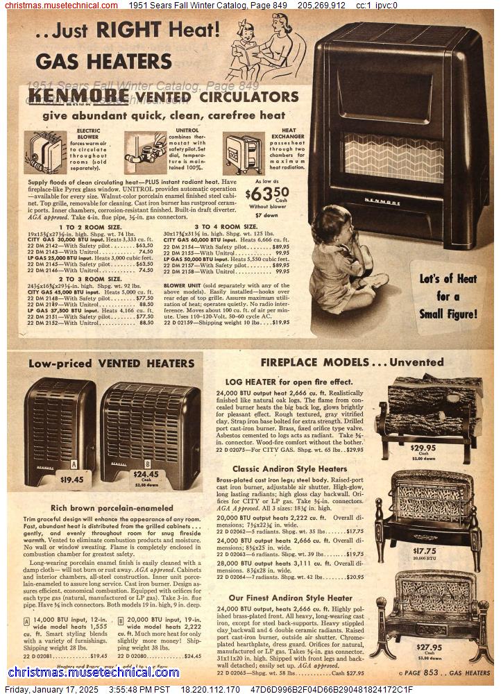 1951 Sears Fall Winter Catalog, Page 849