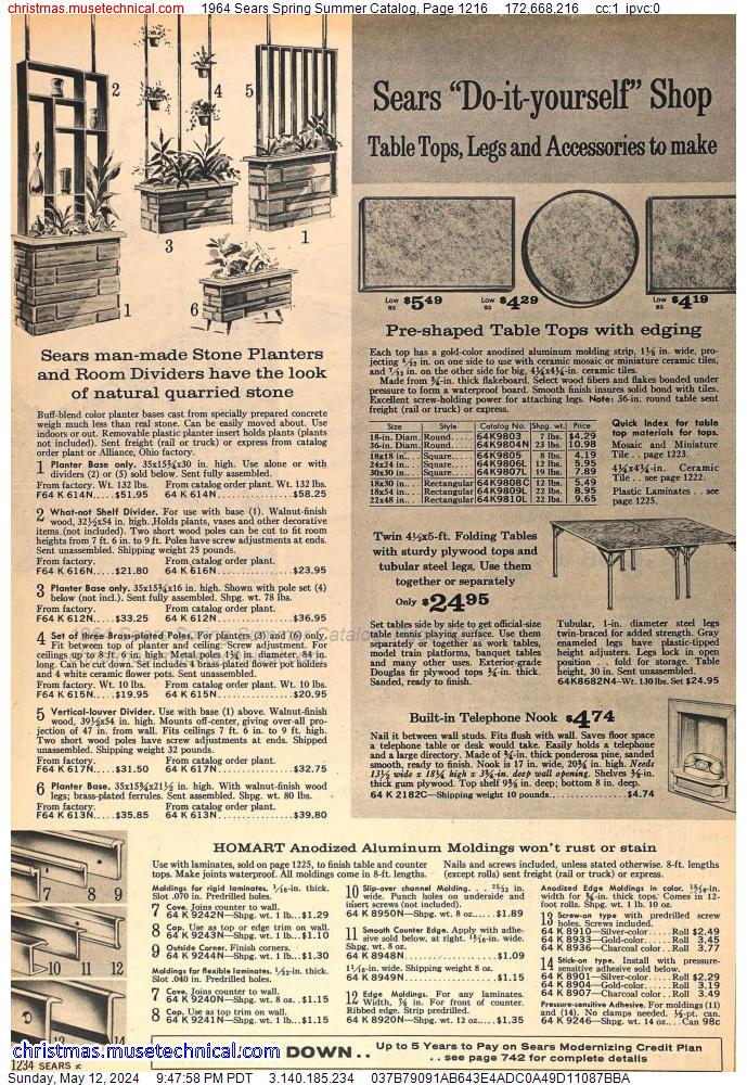 1964 Sears Spring Summer Catalog, Page 1216