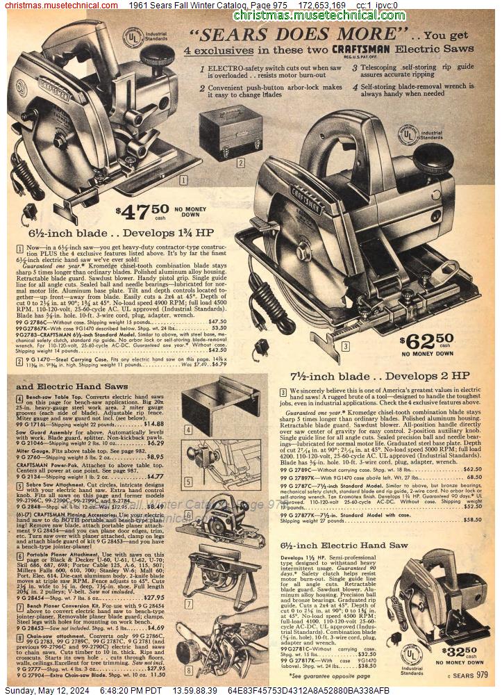 1961 Sears Fall Winter Catalog, Page 975