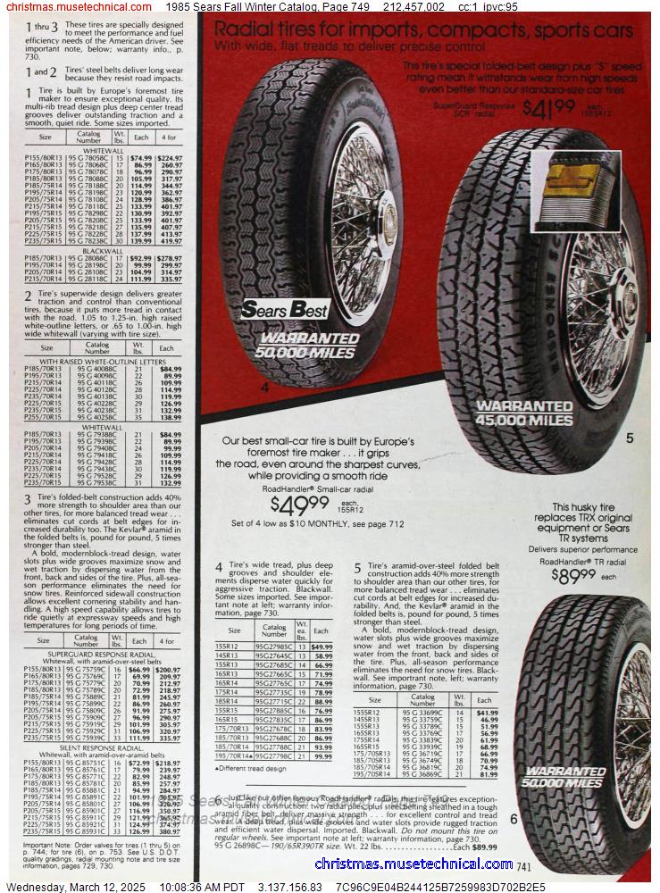 1985 Sears Fall Winter Catalog, Page 749