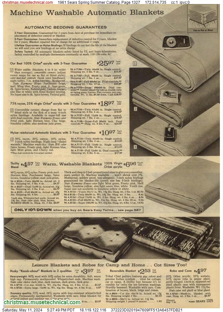 1961 Sears Spring Summer Catalog, Page 1327