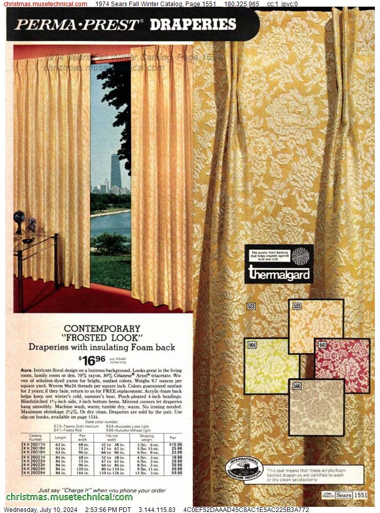 1974 Sears Fall Winter Catalog, Page 1551
