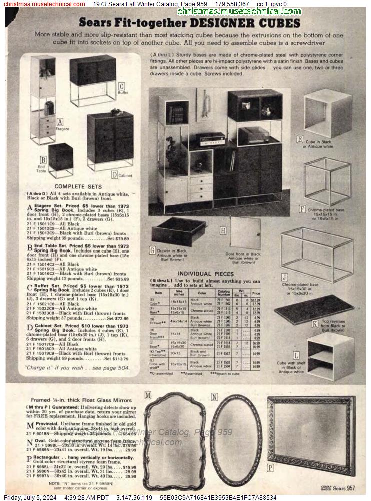 1973 Sears Fall Winter Catalog, Page 959