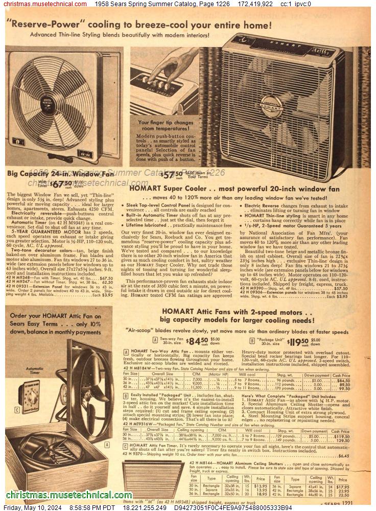 1958 Sears Spring Summer Catalog, Page 1226
