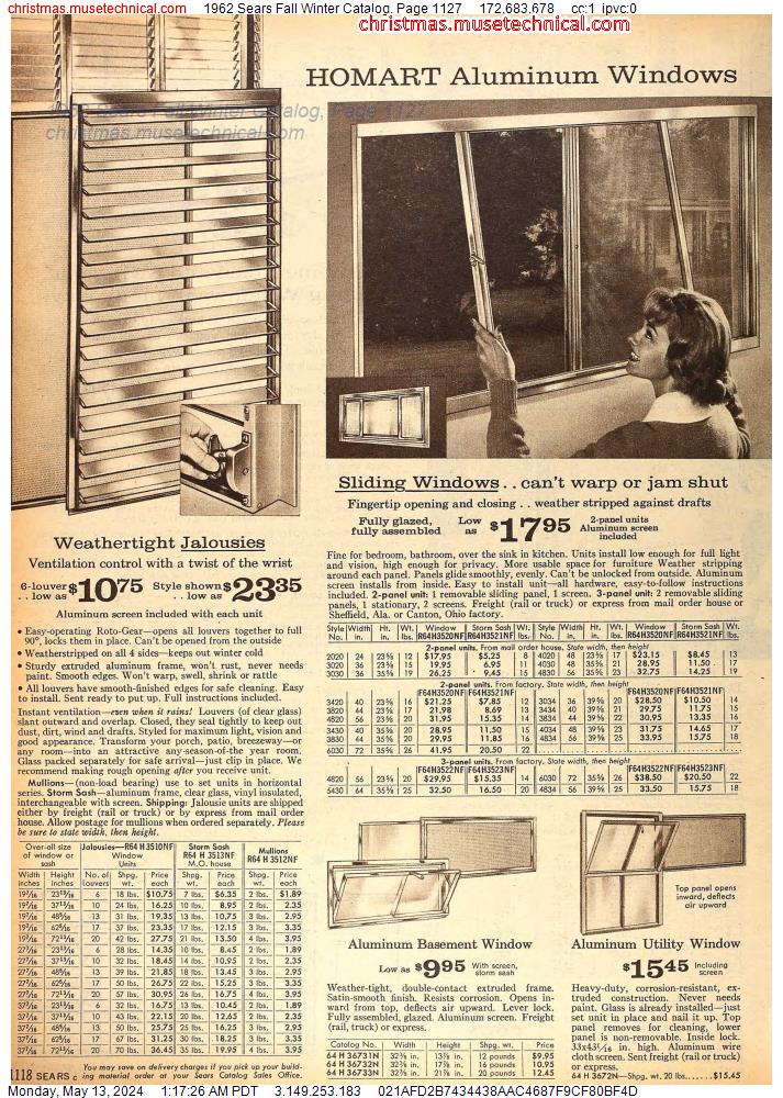 1962 Sears Fall Winter Catalog, Page 1127