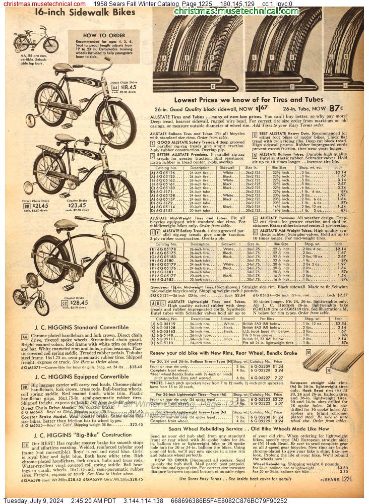 1958 Sears Fall Winter Catalog, Page 1225