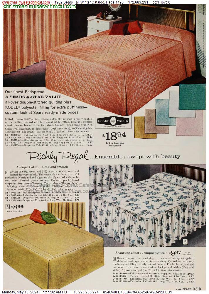1962 Sears Fall Winter Catalog, Page 1495