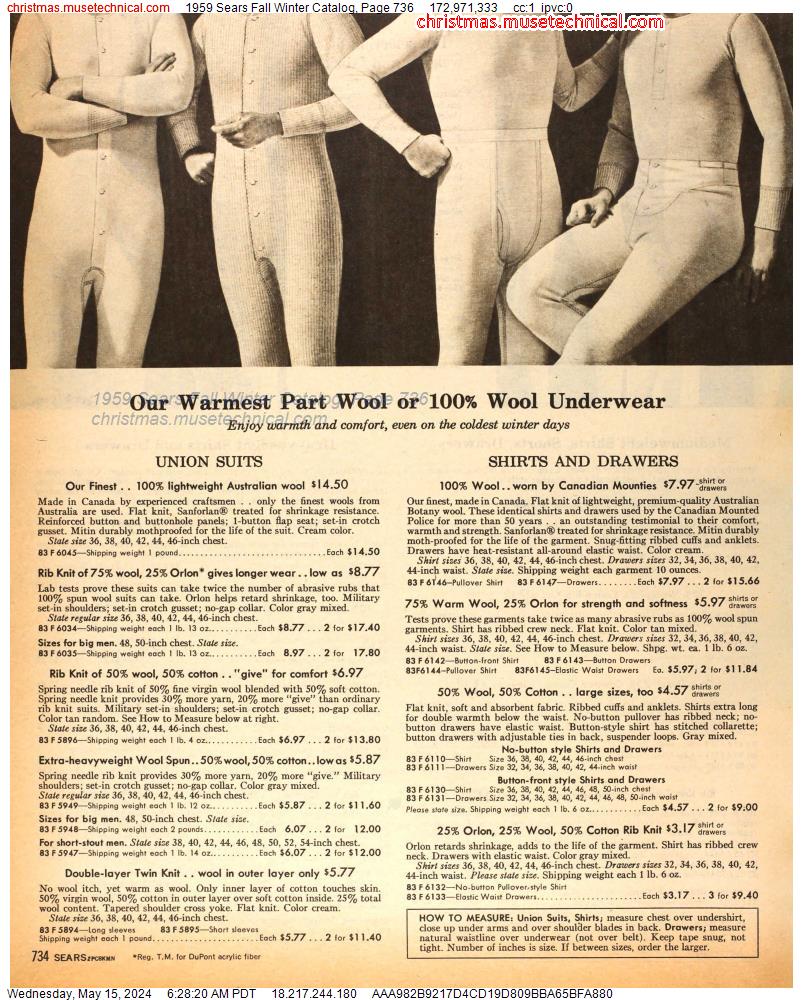 1959 Sears Fall Winter Catalog, Page 736