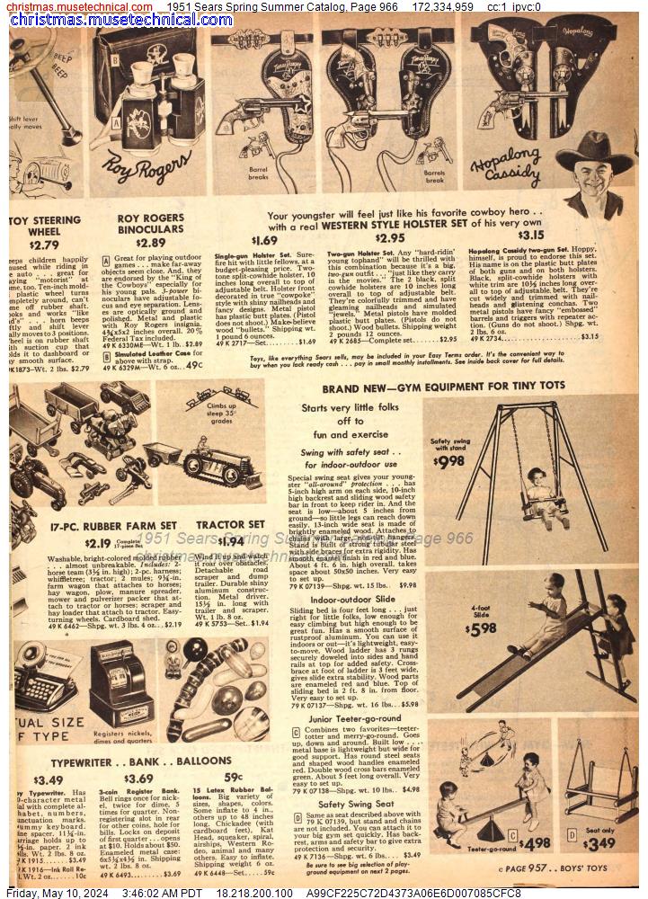 1951 Sears Spring Summer Catalog, Page 966