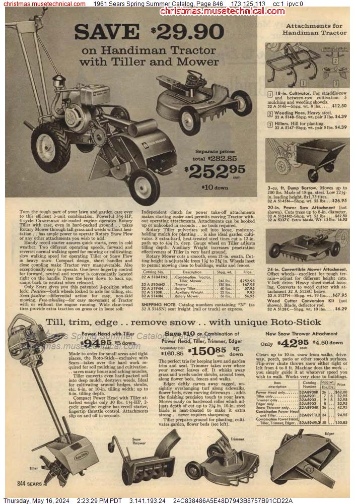 1961 Sears Spring Summer Catalog, Page 846