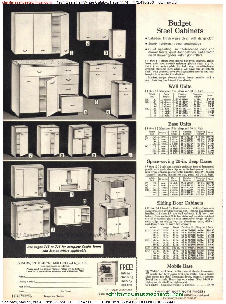 1971 Sears Fall Winter Catalog, Page 1174