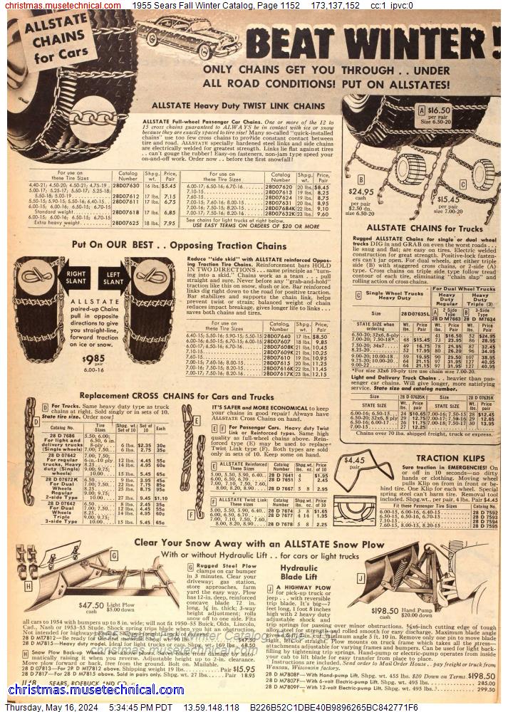1955 Sears Fall Winter Catalog, Page 1152