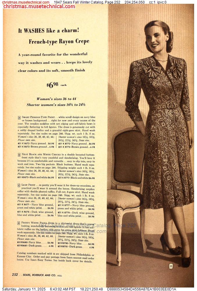 1947 Sears Fall Winter Catalog, Page 252