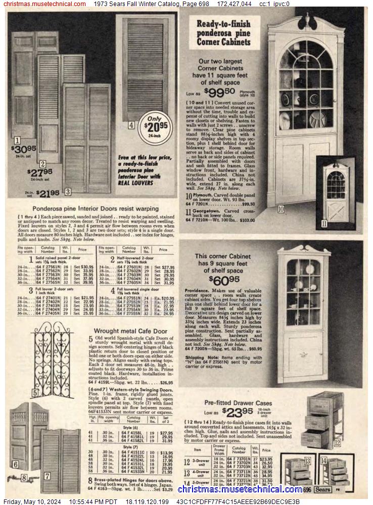 1973 Sears Fall Winter Catalog, Page 698