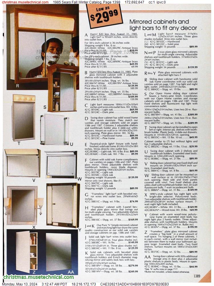 1985 Sears Fall Winter Catalog, Page 1398