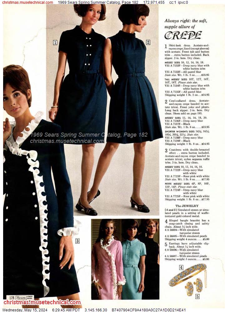 1969 Sears Spring Summer Catalog, Page 182