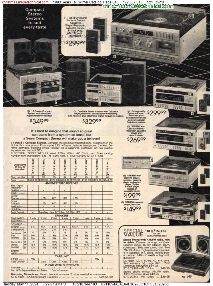 1983 Sears Fall Winter Catalog, Page 845