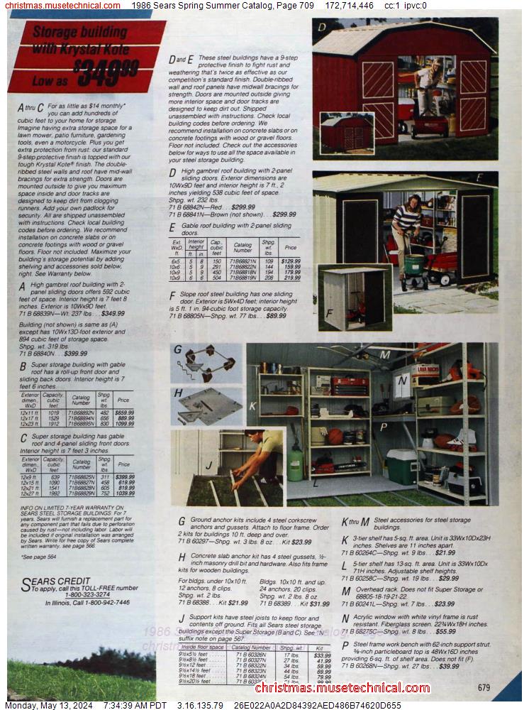 1986 Sears Spring Summer Catalog, Page 709