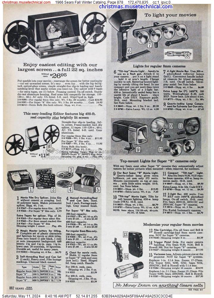 1966 Sears Fall Winter Catalog, Page 878