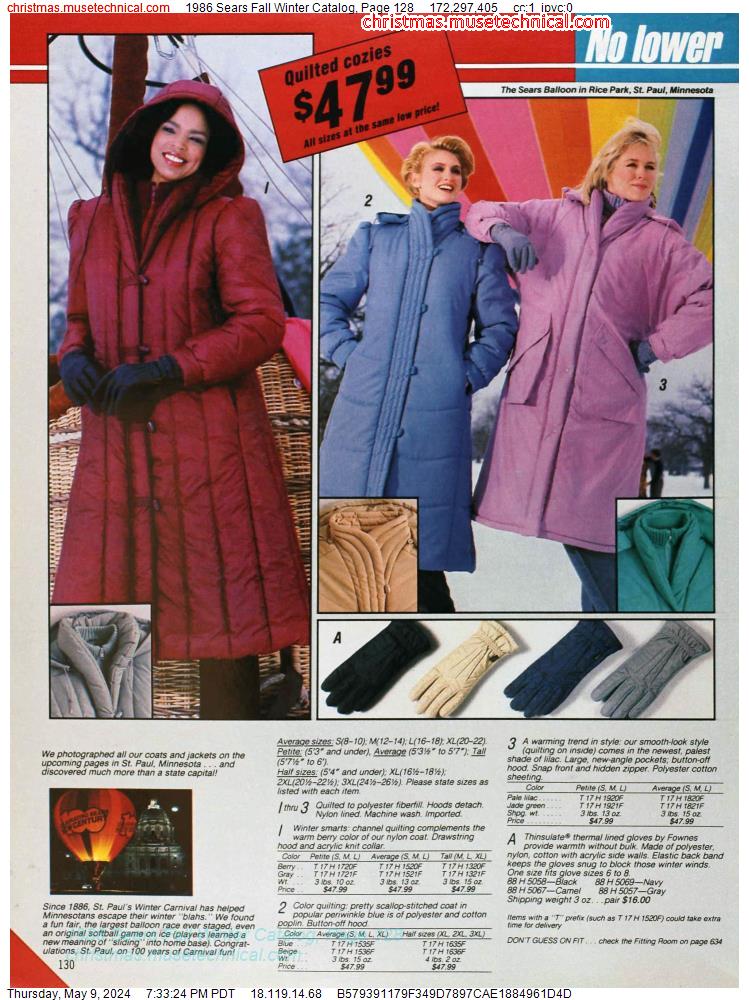 1986 Sears Fall Winter Catalog, Page 128