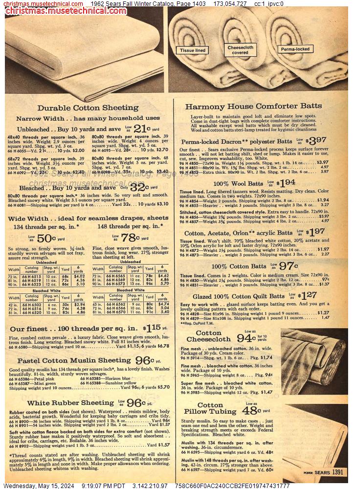 1962 Sears Fall Winter Catalog, Page 1403