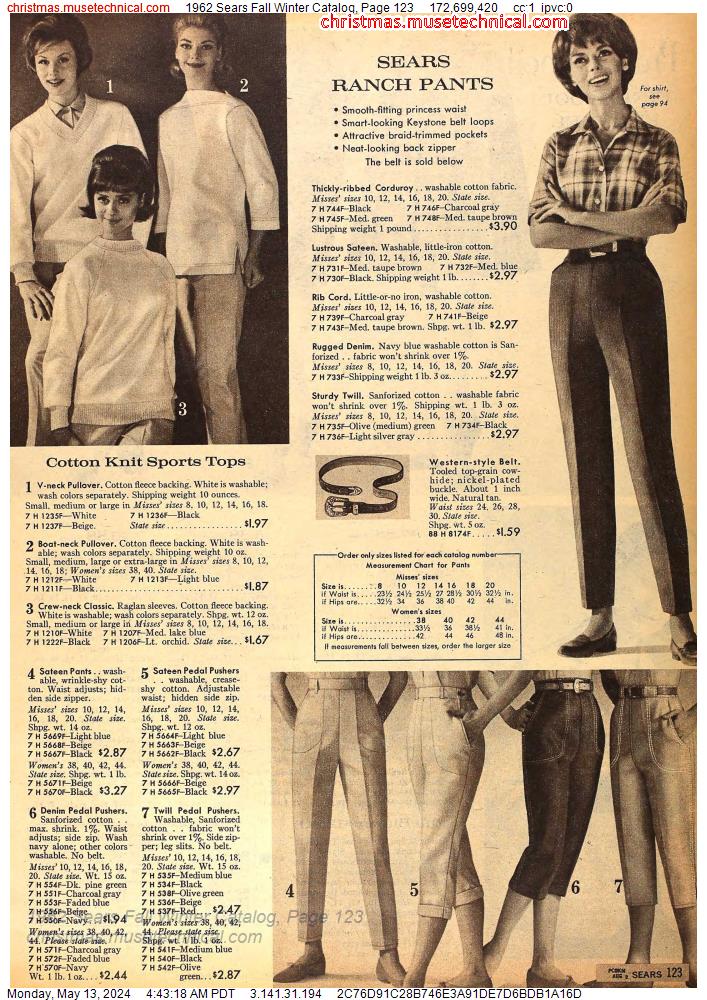 1962 Sears Fall Winter Catalog, Page 123