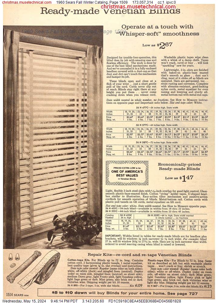 1960 Sears Fall Winter Catalog, Page 1509