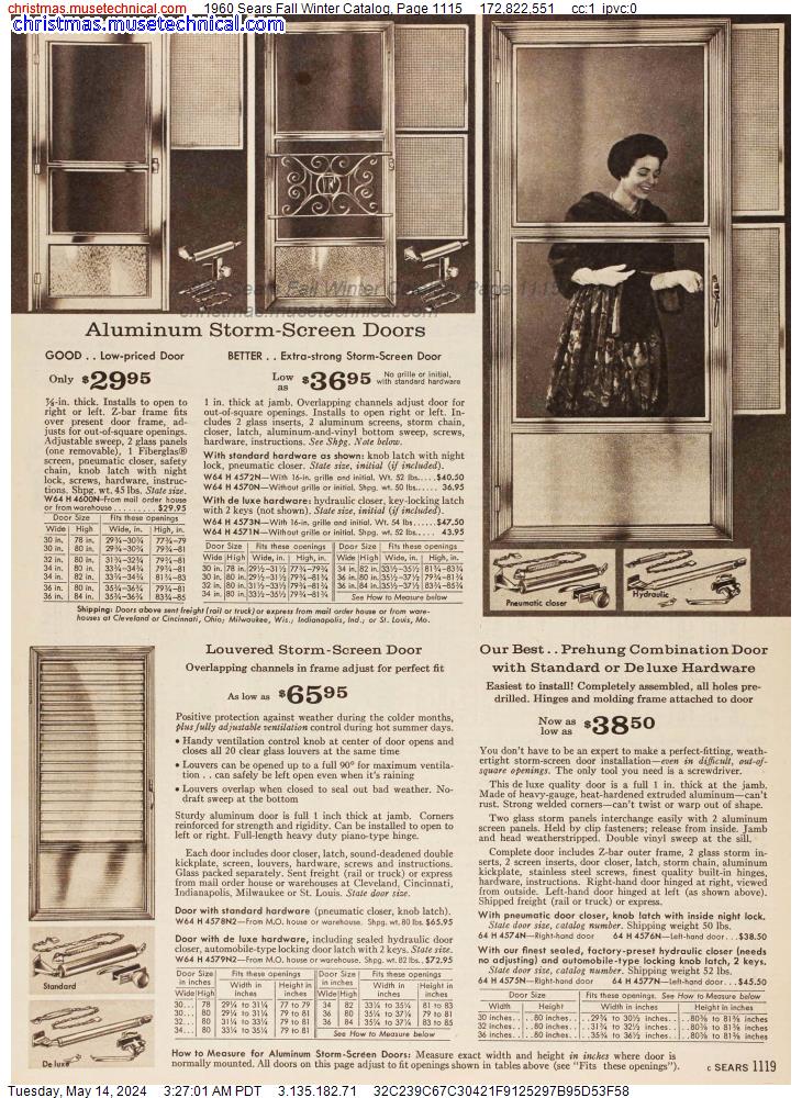 1960 Sears Fall Winter Catalog, Page 1115