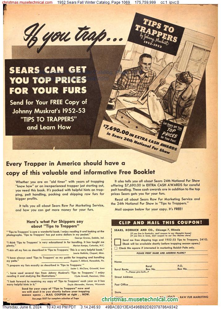 1952 Sears Fall Winter Catalog, Page 1069