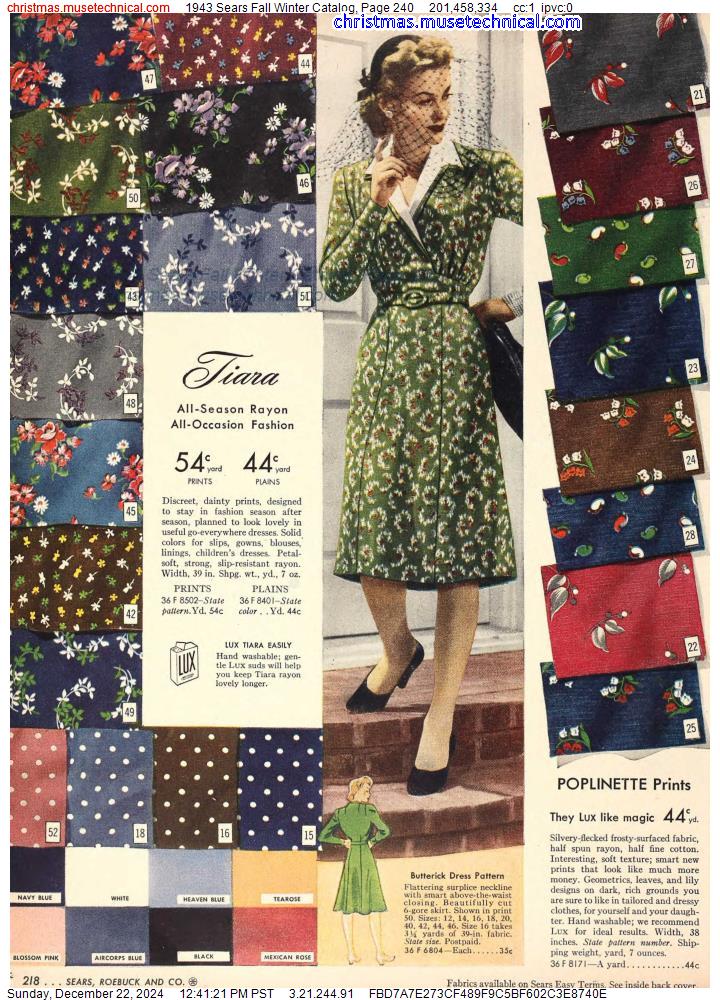 1943 Sears Fall Winter Catalog, Page 240