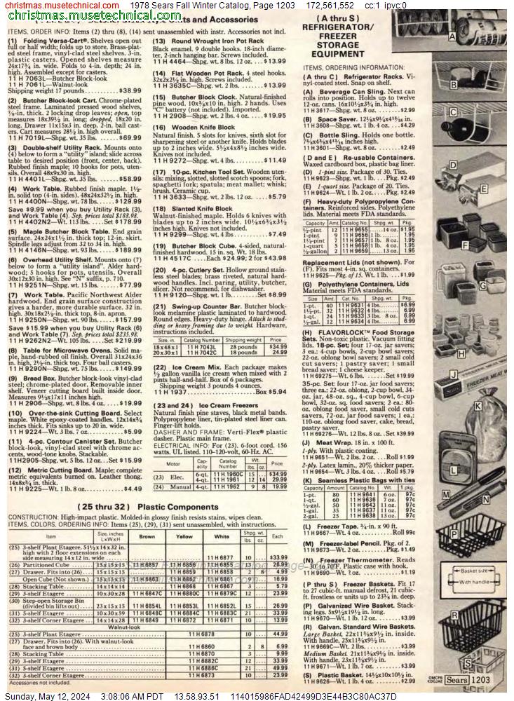 1978 Sears Fall Winter Catalog, Page 1203