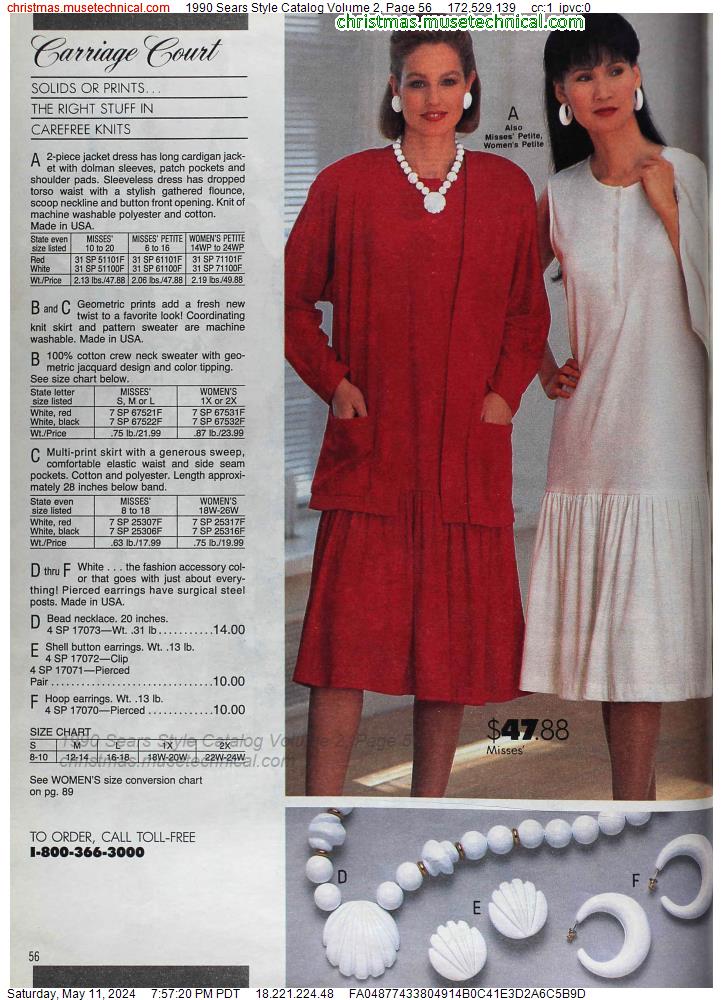 1990 Sears Style Catalog Volume 2, Page 56