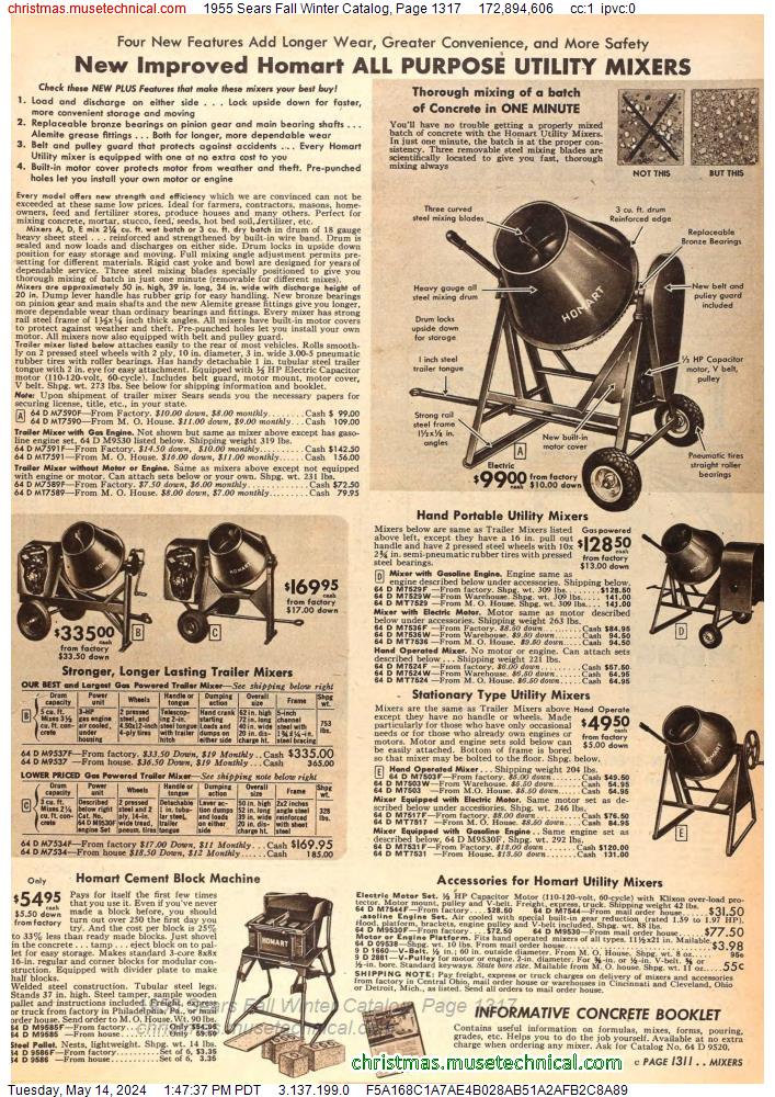 1955 Sears Fall Winter Catalog, Page 1317